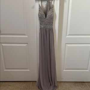 Emerald Sundae Gray Sequin Maxi Gown for Weddings